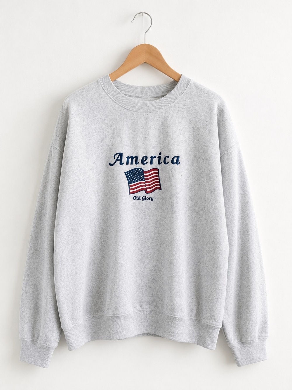 America Flag Graphic Sweatshirt - Light Gray - Picture 3 of 5